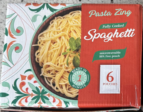 Generic 1 7.05 oz, 6 Pack Fully Cooked Spaghetti, Pasta, Ready in Minute, Microwaveable BPA Free Pouch, Non-GMO, Halal