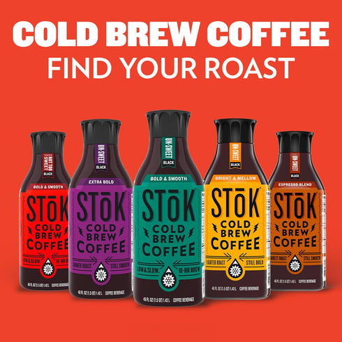 48 OZ SToK Cold Brew Coffee, Espresso Blend, Dark Roast Brewed Low and Slow, Unsweetened, Black Coffee, FL Bottle