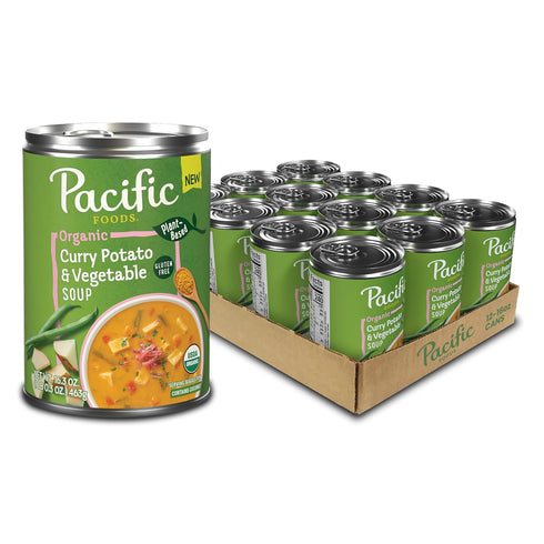 Pacific Foods Organic Curry Potato and Vegetable Soup, 16.3 oz Can (12