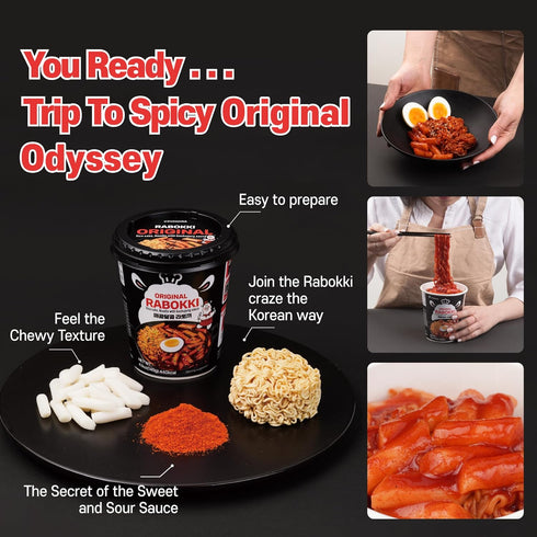 2 KINIKORA Premium Instant Rabokki Cup - Swicy Flavor, Cups, Korean Ramen & Tteokbokki, Quick and Easy Street Food