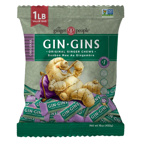 GIN GINS Original Ginger Chews Natural Fresh Ginger Candy by The Ginger