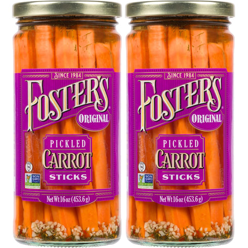Foster's Pickled Carrots in a Jar, Original, 16oz, 2 Pack, Traditional Pickled