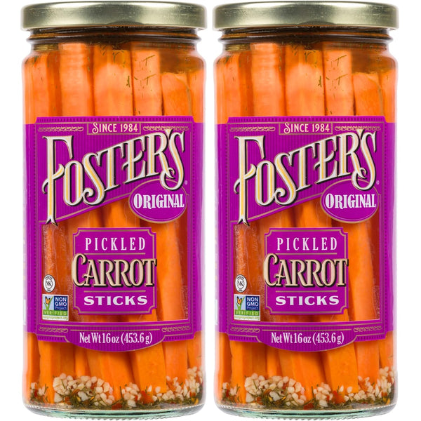 Foster's Pickled Carrots in a Jar, Original, 16oz, 2 Pack, Traditional Pickled