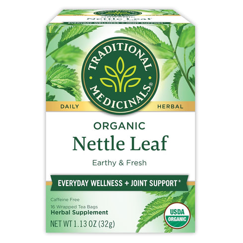 Traditional Medicinals Organic Nettle Leaf Herbal Tea, Supports Joint Health & Overall Wellness, 16 Tea Bags (Pack of 1)