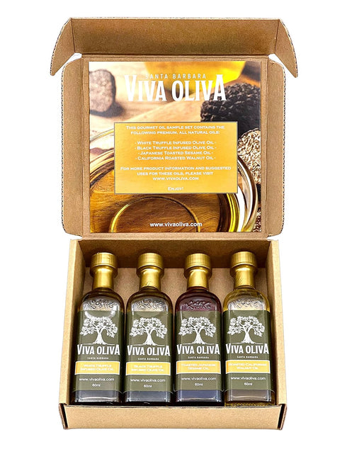 Viva Oliva Gourmet Oil Variety Sampler - Gift Set with four 60ml (2oz) bottles