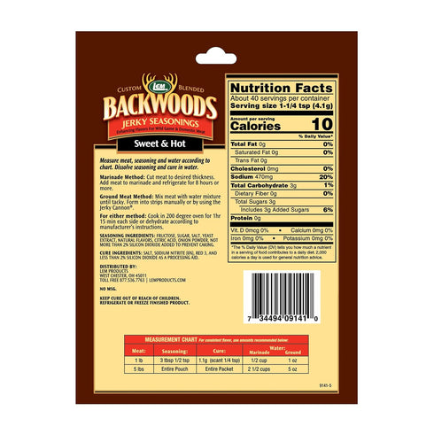 5 5.8 Packet Packet LEM Products Backwoods Sweet & Hot Jerky Seasoning, Ideal for Wild Game and Domestic Meat, Seasons