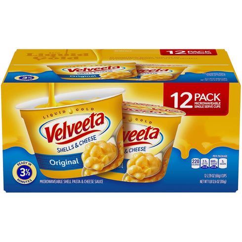 Velveeta Shells and Cheese, Single Serve Cups (2.39 Ounce, 12 Count)