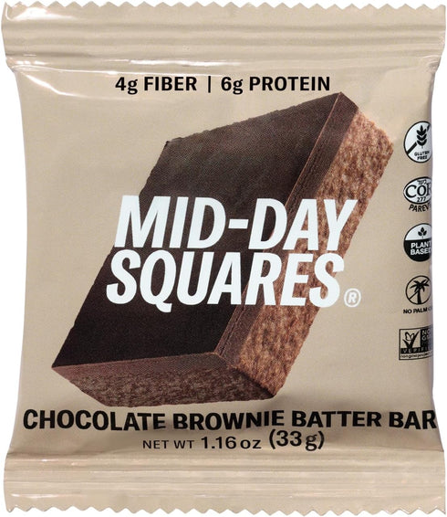 Mid-Day Squares, Chocolate Brownie Batter Bar, 1.16 Ounce