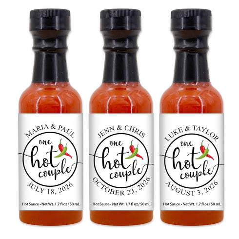 Best Day Ever Spot One Hot Couple Sauce Gifts, Mini Bottles, Wedding Favors, Custom, Labels, Personalized
