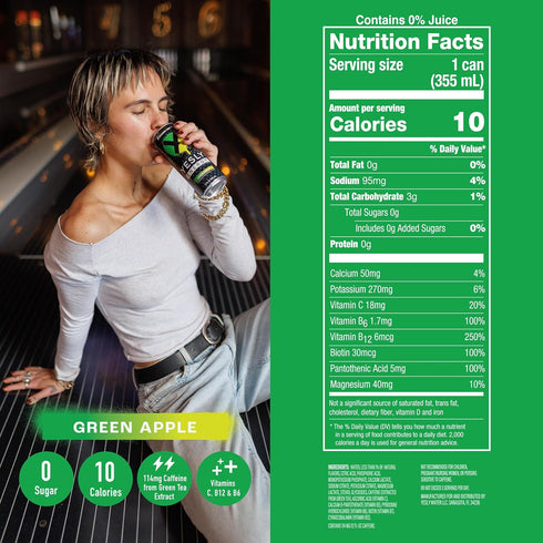 12 Oz (Pack 12) Yesly Energy - All Natural Clean Energy Drink - Zero Sugar Functional Energy Infused with Vitamins