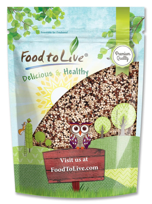 Food to Live Tri-Color Quinoa Grain, 3 Pounds Blend of White, Black,