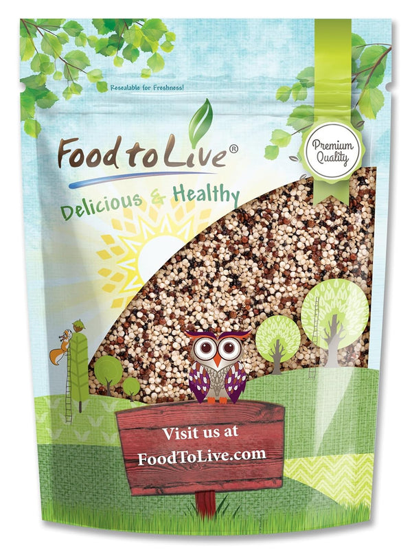 Food to Live Tri-Color Quinoa Grain, 1.5 Pounds Blend of White, Black,