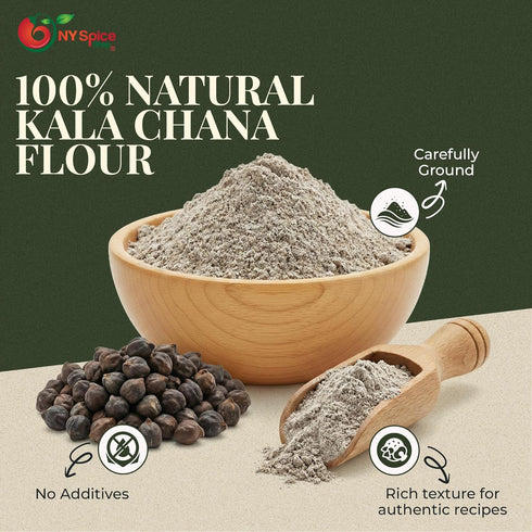 1 NY Spice Shop Pure Kala Chana Besan - Pound Black Chickpea Flour - Fine Chick Peas Flour - Healthy & Superfine Powder
