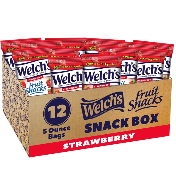 Welch's Fruit Snacks, Strawberry, Perfect for School Lunches, Sharing Size Bags, 5