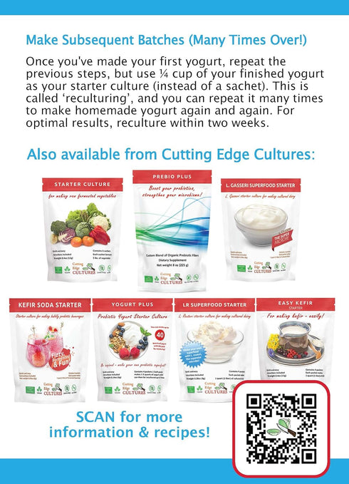 Cutting Edge Cultures 24 2 Packets 1 Easy Greek Yogurt Starter by Creamy, Healthy, Homemade Yogurt in Just Hours No