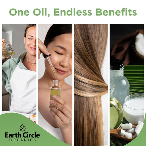 (32 Earth Circle Organics Premium Ultra Pure Extra Virgin Organic Coconut Oil, Cold Pressed, Baking, Smoothies, Skin