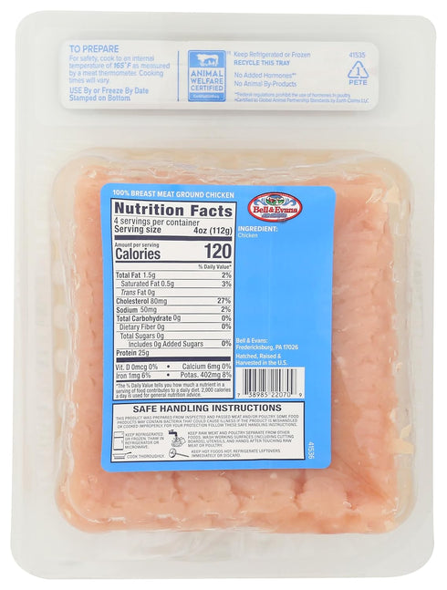 Bell & Evans 16 OZ Ground Chicken Breast