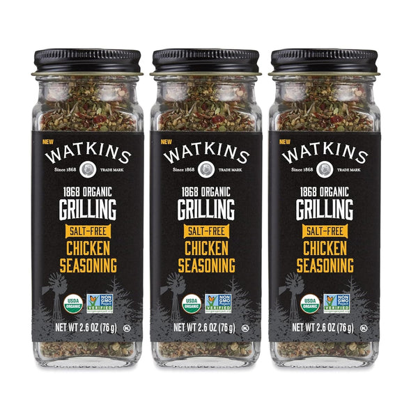 Watkins Salt-Free Organic Chicken Seasoning, 2.6 oz, Pack of 3