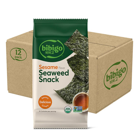 Bibigo Seaweed Snack, Sesame Flavor, Non GMO, Gluten Free, 0.35 Ounces (Pack