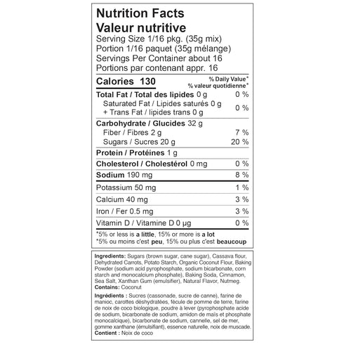 20oz XO Baking Co. Gluten Free Carrot Cake Gourmet Cake Mix; Contains Real Carrots; Non-GMO; Kosher; Rice Free; Soy