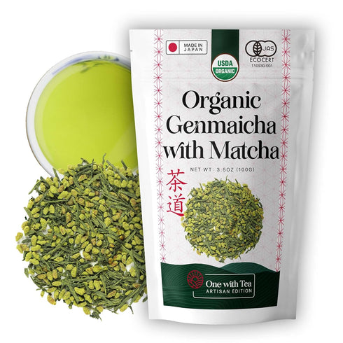 One With Tea Organic Japanese Genmaicha with Matcha Green Tea Loose Leaf