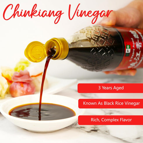 19.61 Oz (580ml), 3 NPG Chinkiang Vinegar Fl Years Aged Zhenjiang Black Rice Vinegar, Naturally Brewed Chinese Black