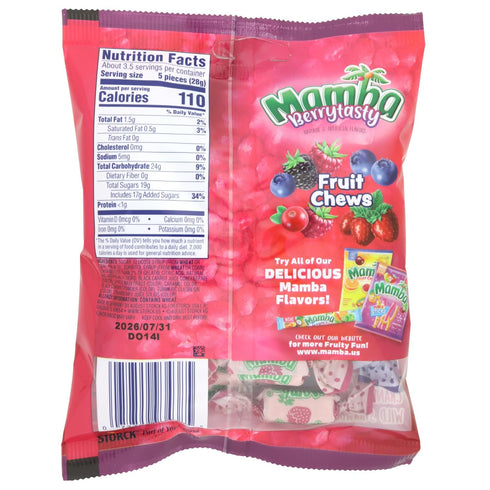 7.05 (Pack 2) Mamba Berry Tasty Fruit Chews, Individually Wrapped Candies, Bowl Filler Treats, Ounces