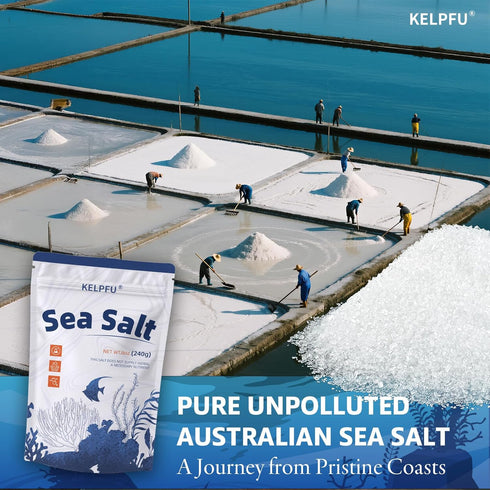 KELPFU 12oz Australian Coarse Sea Salt for Grinder Refill - Premium Non-Iodized & Unrefined - Pure Crunchy Grains