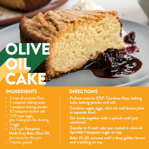 Pompeian Made Easy Bake Olive Oil, 16 Fl Oz, Ultra Light Taste for Baking Brownies and Cakes, Non-GMO