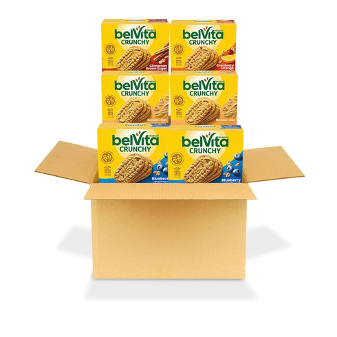 belVita Breakfast Bars Biscuits Variety Pack, 4 Flavors, 30 Total Packs, 6