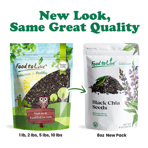 1 Food to Live - Black Chia Seeds, Pound Whole, Sproutable, Vegan, Kosher, Keto, Sirtfood, Bulk. Rich in Essential