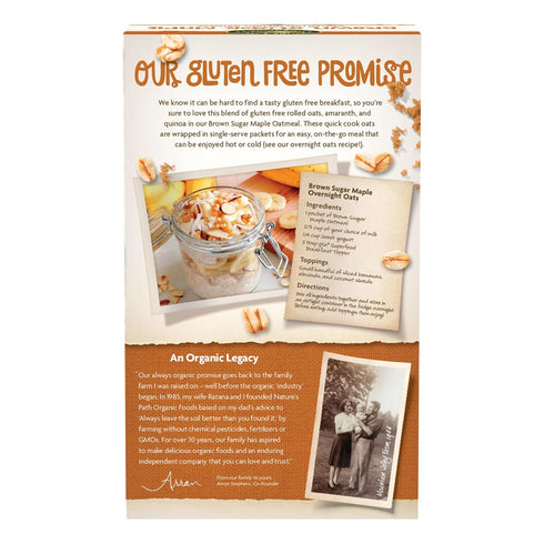 11.3 oz (Pack 1), Nature's Path Organic Brown Sugar Maple Instant Oatmeal, of Gluten Free, Non-GMO