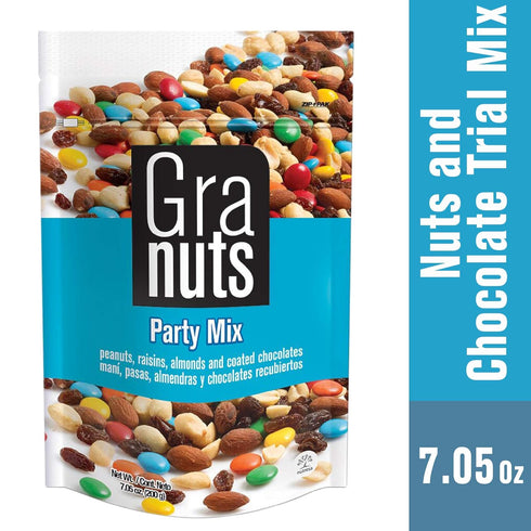 Granuts Party Mix Family Pack, Sweet Chocolate-Coated Candies, Soft Raisins, Crunchy Salted Peanuts, 7.05 Oz