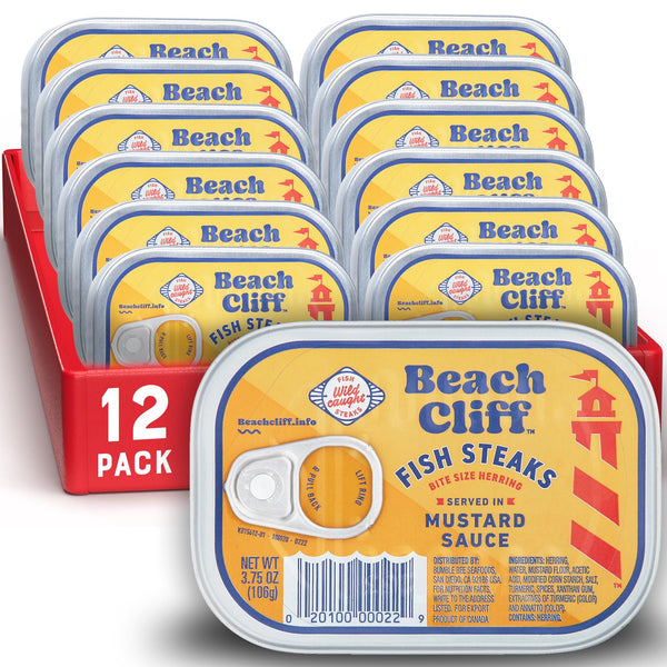 Beach Cliff Wild Caught Fish Steaks in Mustard Sauce, 3.75 oz Can