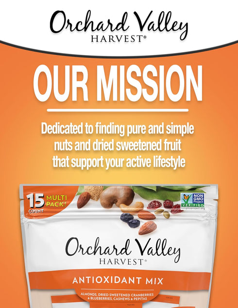 1 (Pack 15), Orchard Valley Harvest Antioxidant Mix, Ounce Bags of Almonds, Cranberries, Blueberries, Cashews