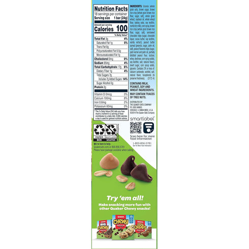 15.2 OZ Quaker Chewy Peanut Butter Chocolate Chip Granola Bars