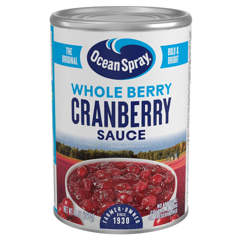 Ocean Spray Whole Cranberry Sauce, Canned Side Dish, 14 Oz Can (Pack