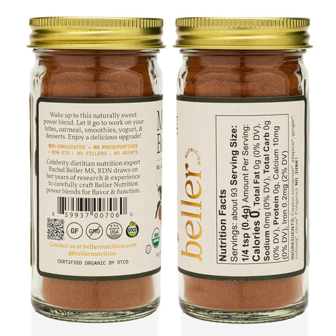 1.4 oz Beller Nutrition Morning Boost Organic Ceylon Cinnamon Spice Blend | | Organic Ceylon Cinnamon Powder & Allspice