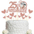 Sumerk 25th Anniversary Cake Topper, 13PCS Rose Gold Glitter Decorations Set for Wedding Celebration Party