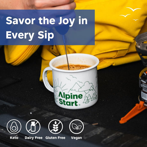Alpine Start Instant Coffee Packets with Creamer - Single Serve Latte Powder Mix from Arabica Coffee Beans