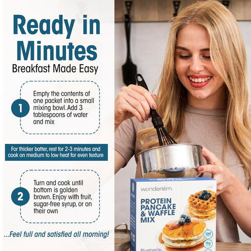 (7ct) Wonderslim Protein Pancake & Waffle Mix, Blueberry, Low Sugar & Low Calorie