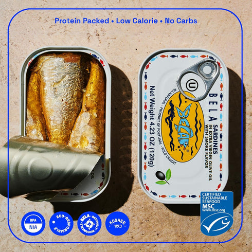 4.25 Oz (Pack 1) 3 BELA Wild Caught Portuguese Sardines - Lightly Smoked and Marinated in Extra Virgin Olive Oil | of |