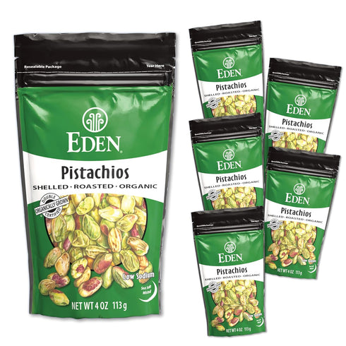 4 oz Eden Organic Pistachios, Shelled, Roasted, and Misted with Sea Salt, California Grown