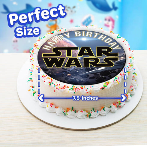 7.5 Inch Edible Cake Toppers – Galactic Space and Friends Adventure Themed Birthday Party Decorations Collection