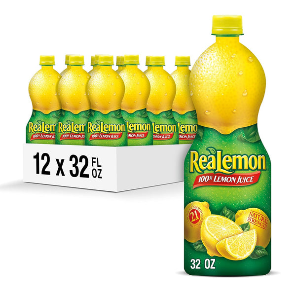 ReaLemon 100% Lemon Juice, 32 fl oz bottle (Pack of 12), Made with