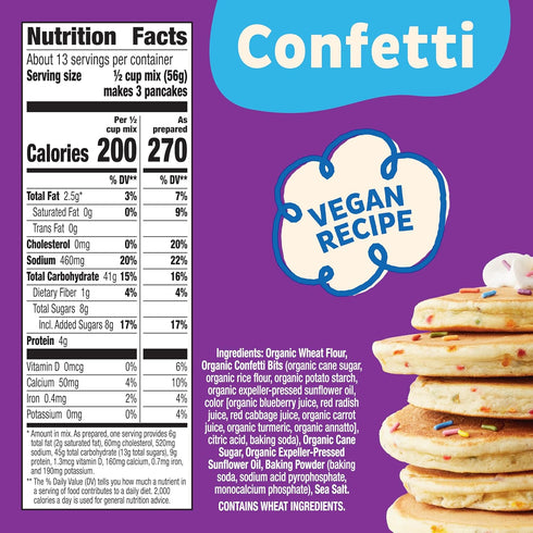 26 oz Annie's Organic Confetti Pancake and Waffle Mix, Kids Breakfast, Vegan