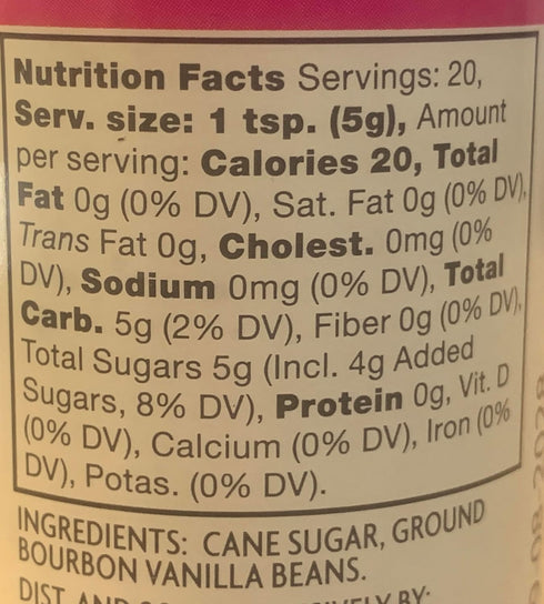 Generic 3.53 (100 Vanilla Sugar, Made with Bourbon Vanilla Beans, ounces grams)