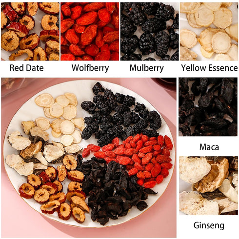 6 (2Pack-50Bags) Ginseng Five Treasures Tea - Kidney Tea Formula Ginseng Six Treasure Ingredients Wubao Herbal Red Date