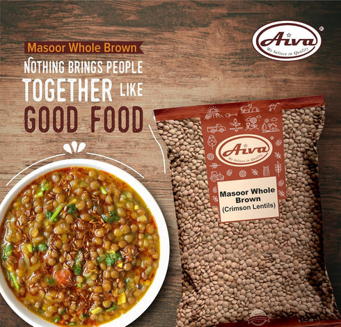 4 LB AIVA - Brown Lentils whole - Masoor Whole Crimson