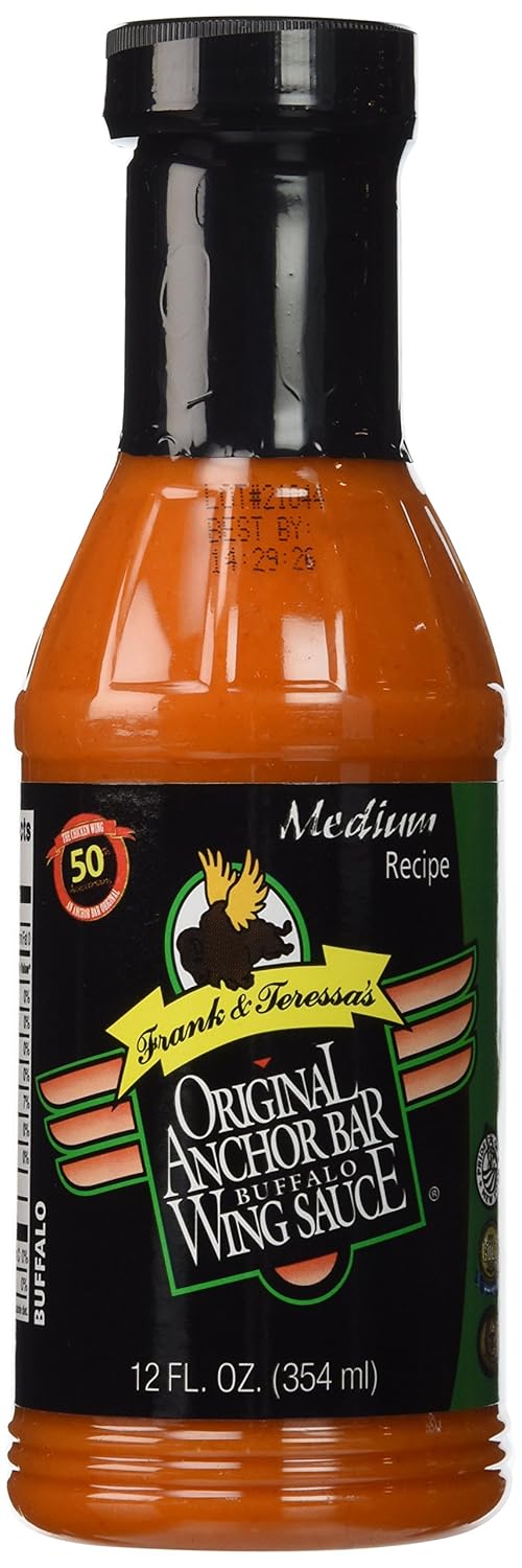 Anchor Bar Buffalo Wing Sauce, Medium Recipe, 12 Ounces, Pack of 2